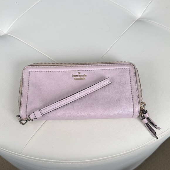 kate spade Handbags - Kate Spade New York Pale Pink Saffiano Leather Double Zip Wristlet Wallet